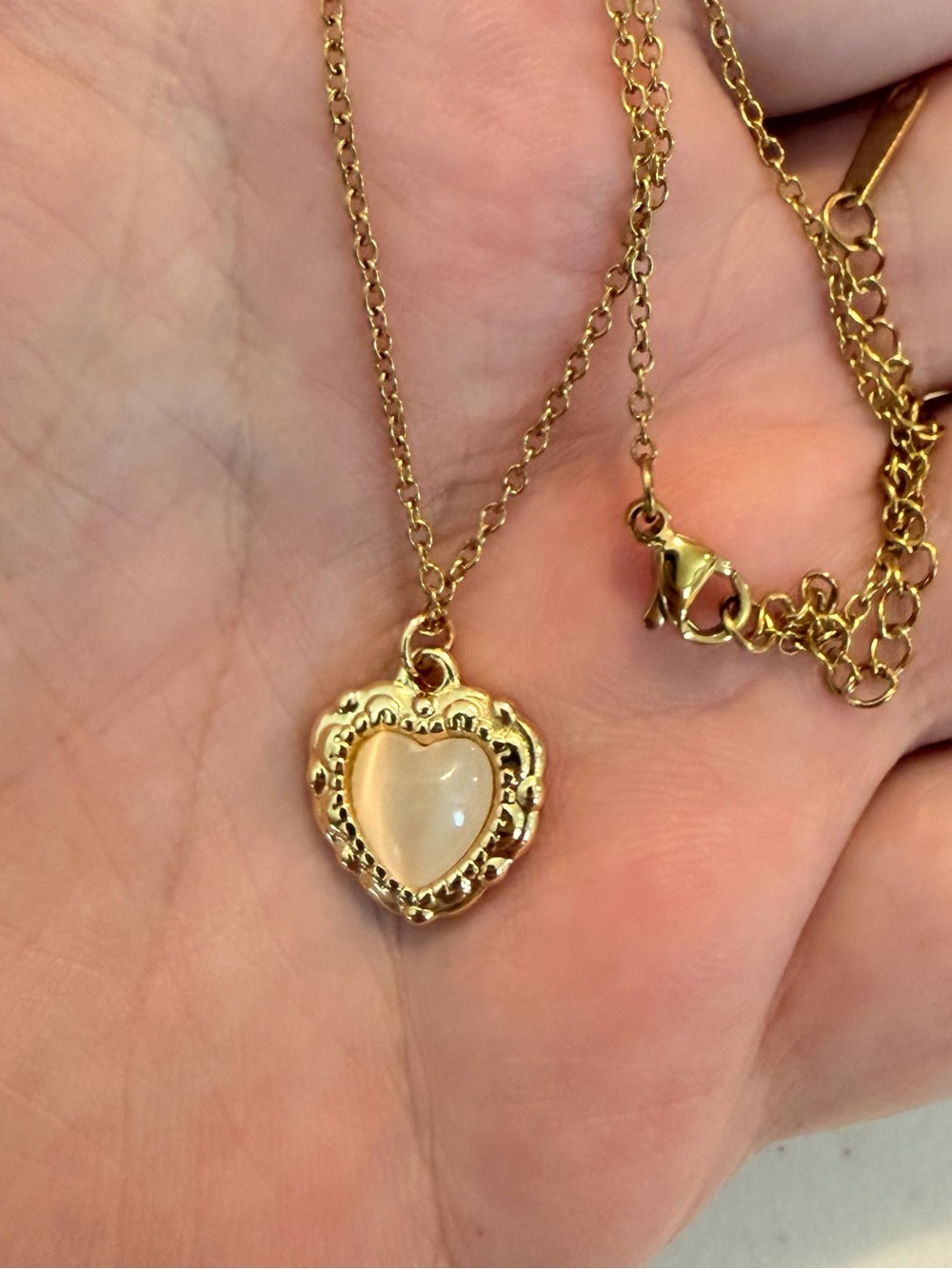 Gold Tone Heart Pendant Necklace - Picture 6 of 7
